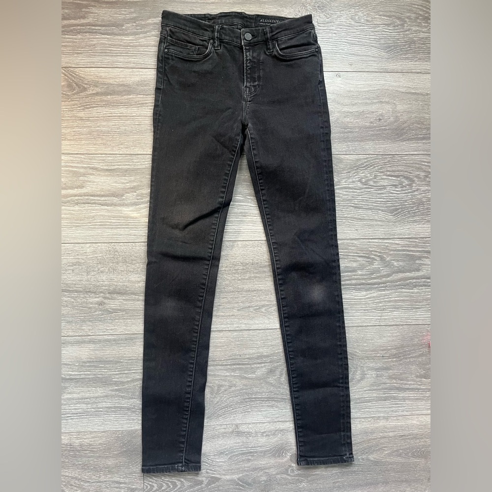 ALLSAINTS Grace Black Distressed Skinny Denim Jeans Womens Size 28 Casual